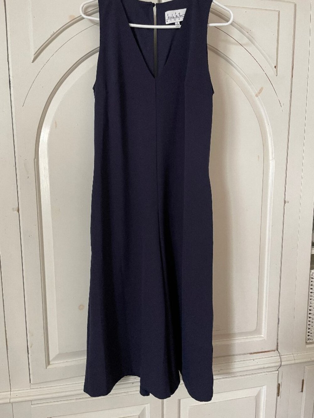Nicole miller womens navy blue v-neck sleeveless jumpsuit 6 minimalist cropped